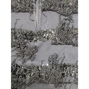 Vintage Y2K Sexy Fringe Flapper Mini Dress Square Neck Womens Small Party Glam thumbnail 3