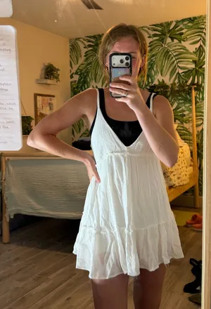 Boutique White cover-up/ sundress with shorts thumbnail 1