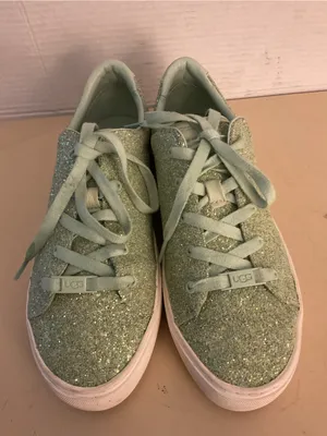 UGG women green sparkling Glitter leather Lace-Up Zilo Sneakers US 9 thumbnail 9