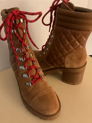 Nine West women platform Brown Suede leather Combat unite Boots US 8 thumbnail 8