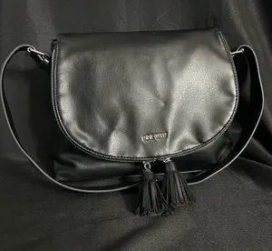 Nine West Black Leather Shoulder Bag Purse with Tassel Detail thumbnail 1