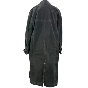 Free People Retro 70s Fox Cord Corduroy Duster Trench Coat Dark Charcoal Medium thumbnail 12