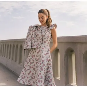 Gal Meets Glam Lola Dancing Daisy Floral Jacquard Dress thumbnail 7