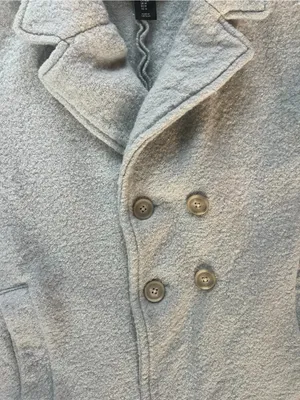 Tahari Double-Breasted Pale Gray Pea Coat thumbnail 5