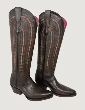 Rio‎ Grande Katya Greco Maple Brown Leather Embroidered Cowboy Boots Women 6 EE thumbnail 1