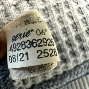 Aerie Waffle Thermal Long Sleeve Knit Pullover Crew Neck Oversized Blue Medium thumbnail 5