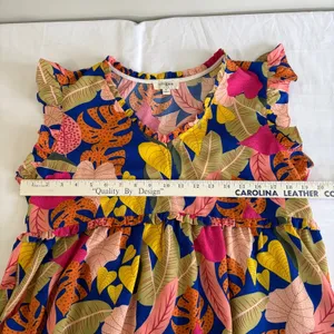 Umgee Tropical Leaf Flutter Sleeve Babydoll Mini Dress C3776 Blue‎ Pink Mens M thumbnail 8