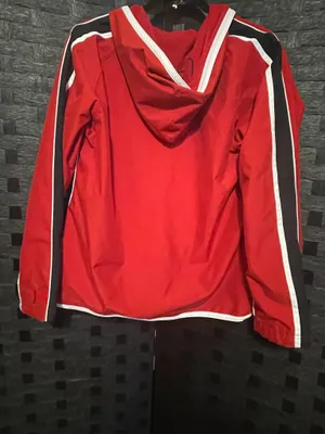 Vintage Reebok Windbreaker unisex LG 1990s Hooded Retro Red Semi Zip Nylon thumbnail 10