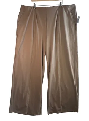 Old Navy PowerSoft Go-Dry Wide Leg Pants Tan Brown Plus Size‎ 3X High Waist New thumbnail 1