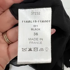 Chloé Size S 4 Blouse Black Semi Sheer Button Up Metallic Copper Sequin‎ Collar thumbnail 8