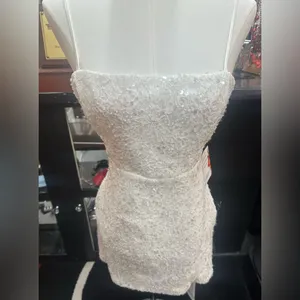 Windsor sz small white short formal dress with sequins thumbnail 6