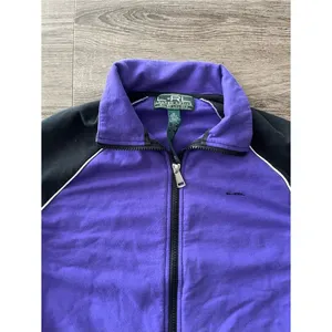 Y2K LRL Active Ralph Lauren Full Zip Track Jacket Womens M Purple Black Fleece thumbnail 7