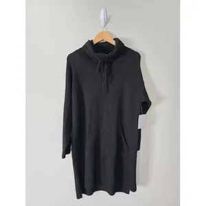 Stitchdrop Black Cowl Neck Sweater Dress Long Sleeve Kangaroo Pocket Large NEW‎ thumbnail 2
