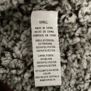 Thread and Supply Plaid‎ Vest Sherpa lined Womens Size Small Red and Black EUC thumbnail 9
