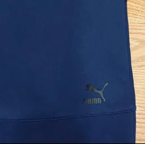 Puma Dark Blue Color Block Velour Velvet Oversized Hoodie Sweatshirt L Athletic thumbnail 5