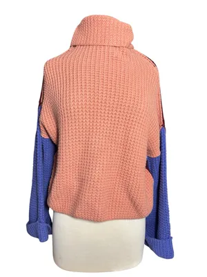 Free People Colorblock Oversized Turtleneck Sweater Size XS thumbnail 3