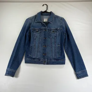 Old Navy Women's Denim Jacket Medium Wash Stretch Denim Trucker Cowgirl Blue Size Small thumbnail 9