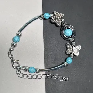 BJ-Bohemian Jewels Turquoise Bangle Engraved Butterfly Statement Piece thumbnail 2