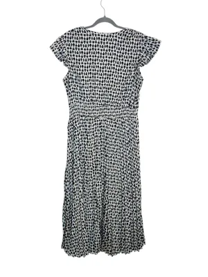 Ryegrass White and Black Perfume Print Blouson Midi Dress Size Large thumbnail 2