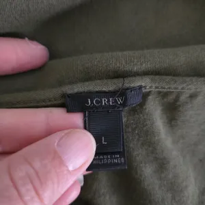 J.Crew Peplum Wrap Top Large Olive Green Cotton Tiered Ruffle Sleeveless V-Neck thumbnail 6
