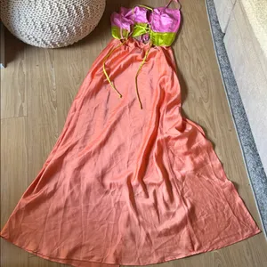 Show Me Your MuMu Pink, Green, and Orange Dress thumbnail 2