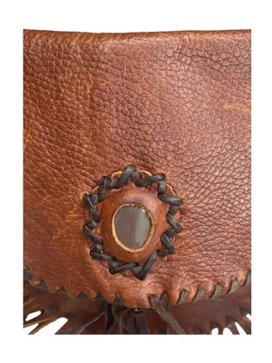Vintage: OOAK Handmade ☀︎︎ Fringe Whipstitiched Medicine Bag ☀︎︎ Brown Leather thumbnail 5