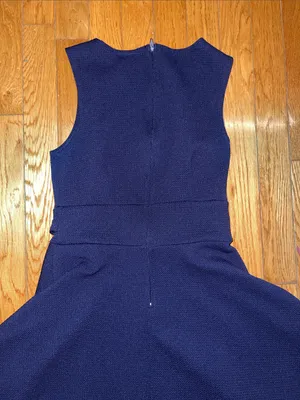 Sleeveless Navy Fit-and-Flare Mini Dress with Decorative Belt thumbnail 4