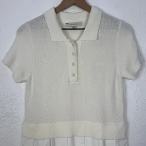 Flat White Anthropologie Twofer Tennis Dress Preppy Country Club Size XS thumbnail 3