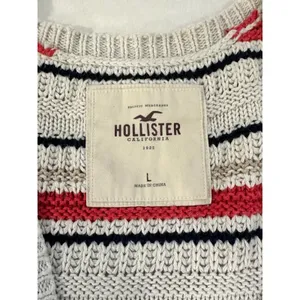 Hollister Open Front Knit Short Sleeve Striped‎ Cardigan Sweater Large thumbnail 3