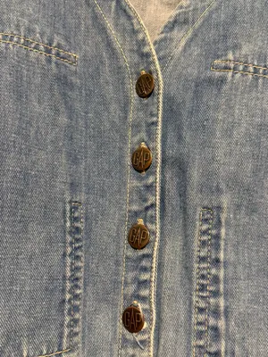 GAP 70s/80s Blue Denim Button-Front Vest thumbnail 6