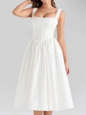 House of CB Amara Corset Stretch Cotton Cocktail Midi Dress thumbnail 1