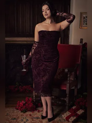 House of CB Isadora Black Cherry Devore Corset Dress XS thumbnail 7