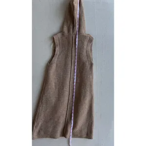 Tahari Womens Camel Tan Wool Blend Sleeveless Hooded Sweater Vest XS Longline thumbnail 8