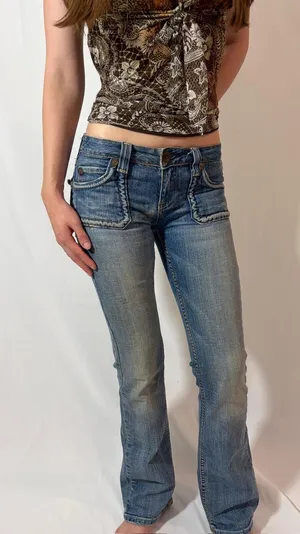 Vigoss Studio Y2K Bootcut Colorful Pocket Blue Jeans thumbnail 1