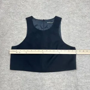 Black Halo Womens Sleeveless Crop Top Black Sz 8 Round Neck Zip Back Blouse‎ GUC thumbnail 5