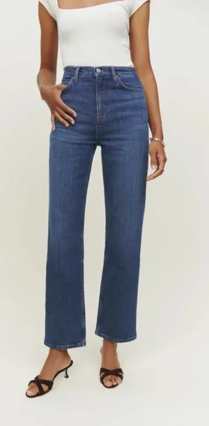 Reformation Wilder High Rise Wide Leg Cropped Jeans Blue Size 27 thumbnail 1
