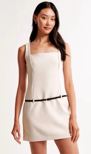 Abercrombie & Fitch NEW! Squareneck Belted Mini Dress Size Medium thumbnail 1