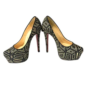 Christian Louboutin Daffodile 160 Platform Pumps Panama Black Cream 38.5‎ thumbnail 2