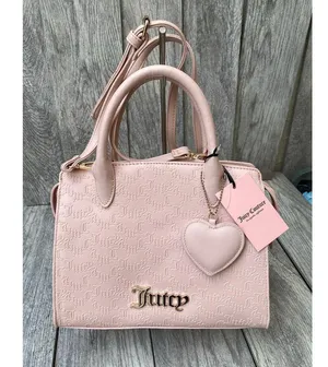 Juicy Couture Pink Satchel Bag – Embossed Logo & Heart Charm thumbnail 2