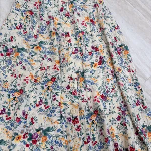 Sag Harbor Vintage Floral Button Front Midi Skirt Cream Rayon Cottagecore Large thumbnail 2