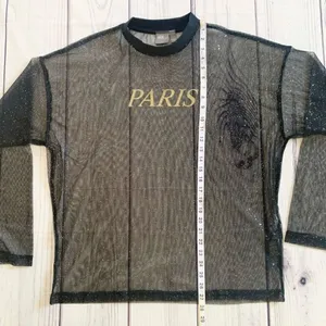 ASOS Sheer‎ Sparkly Long Sleeve See Through Paris Top Size Small Oversized Disco thumbnail 6