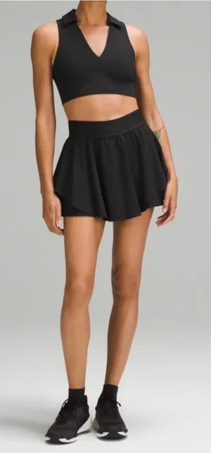 Lululemon Court Rival High Rise Skirt skort sz 8 black tennis thumbnail 1