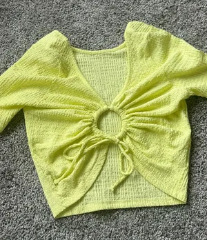 O'Neill Neon Yellow Cinched Front Blouse thumbnail 1