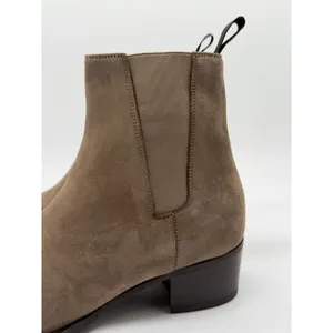 New Ann Mashburn Ankle Boots Womens 37 Taupe Suede Italian Chelsea Ankle Boot thumbnail 7