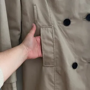Merona Water Repellent Khaki Double Breasted Long Trench Coat - Medium thumbnail 3