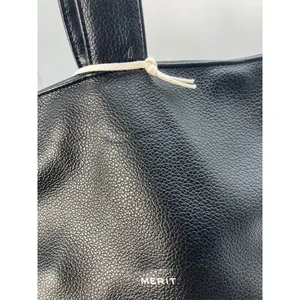 MERIT‎ Brandon Maxwell Black Leather Mini Tote Handbag with Dust Bag New thumbnail 5
