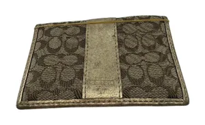 Coach Gold Signature C Canvas Card Case thumbnail 1