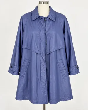 Wilsons Leather Trench Coat Womens M Blue Thinsulate Zip Lining Vintage 90s thumbnail 1