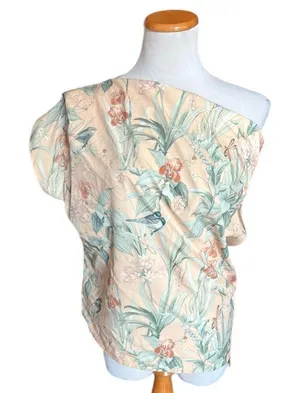 NWT Womens Dazy Floral and Bird Print Off Shoulder Blouse Top - Sz L thumbnail 1