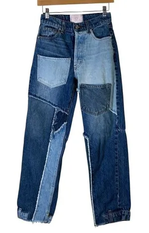 Revice‎ Denim Patchwork Jeans Womens Size 25 High Rise Straight Leg thumbnail 1